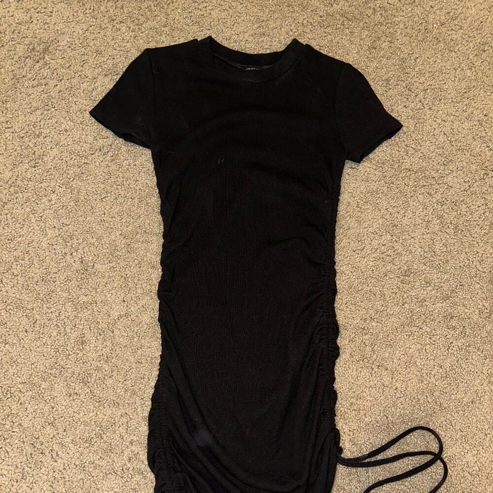 Forever 21 Small Black Ruched Drawstring T-shirt Dress